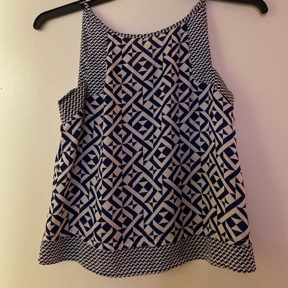 Navy blue and white blouse